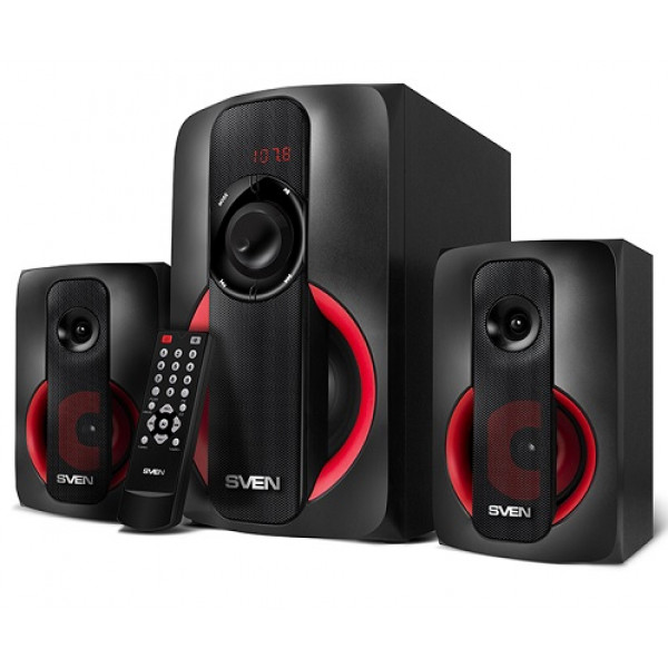 Активная акустическая система SVEN MS-304 Black, 2.1 / 20W + 2x10W RMS, Bluetooth, EDR, LED, FM
